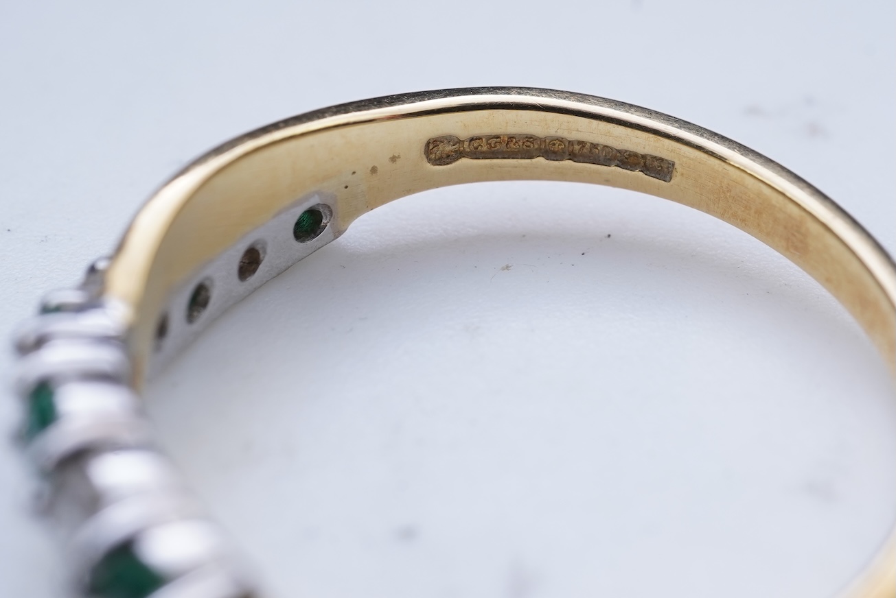 Three emerald and diamond rings